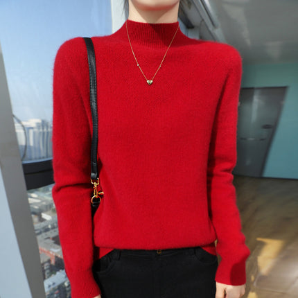 First-Line Garment Western Style Flower Pullover Soft Waxy Sweater Women's Autumn and Winter New Inner Knitted Base Shirt Slimming Age-Reducing