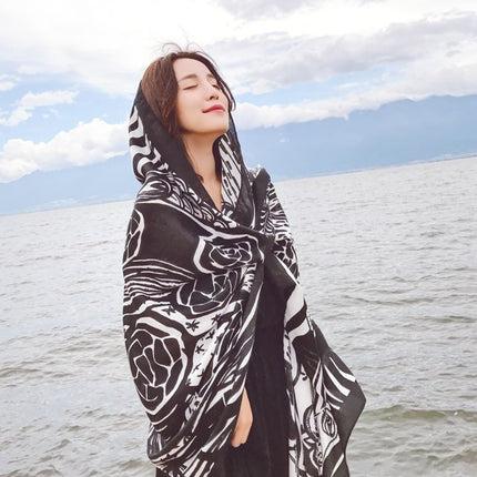 Ethnic Style Scarf, Sun Protection Shawl for Women, Yunnan Qinghai Grassland Travel Wear Silk Scarf, Seaside Beach Towel, Thin Style