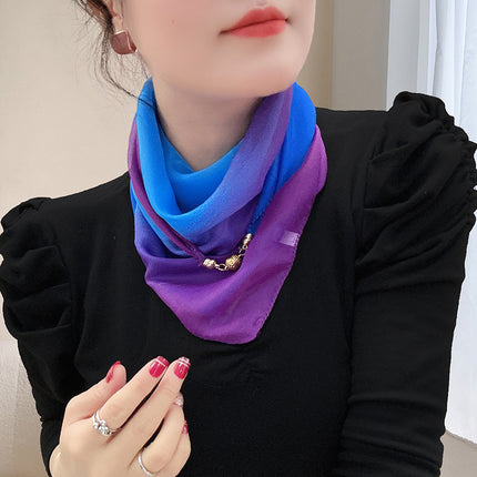 Magnetic buckle summer chiffon breathable sunscreen small square scarf neck scarf women's 2024 new all-match spring and autumn turban