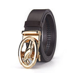 Alloy gold jaguar coffee belt / 120cm