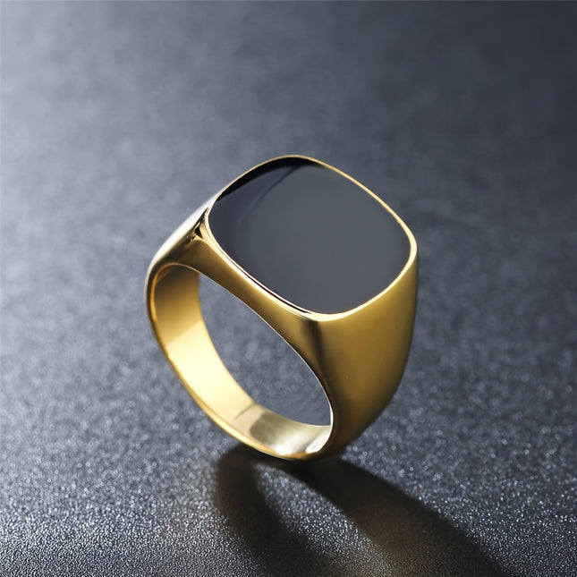 Foreign trade jewelry Europe and the United States personality simple square black oil men's ring ring
