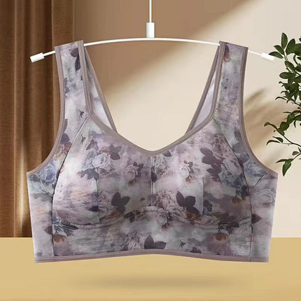 Cross-Border Large Bowl Large Version Quality Version Middle-Aged and Elderly Underwear Spring and Summer Nude Bra Seamless Lace Push-Up Beautiful Back Plus