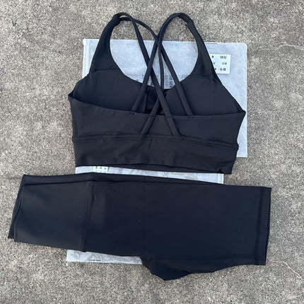 Women's Naked Riding Tight Yoga Shorts suit Hollow-out Back Cross Sports Underwear gym yoga set