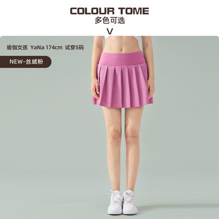 Spring and Summer New Dopamine Yoga Short Skirt Anti-running Fake Two-piece Tennis Skirt Quick-drying Fitness Sports Skirt Pleated Skirt