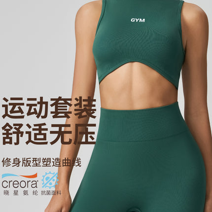 Juman Yoga Sports Suit Women's Two-Piece Shockproof Gathering High-End Casual Running Quick-Dry Sports Suit
