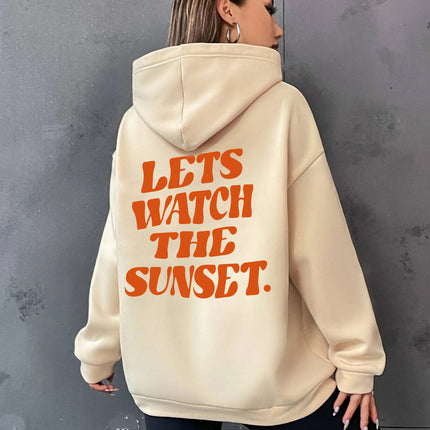 Foreign Trade Women's Velvet Sweatshirt Slogan Print Kangaroo Pocket Drawstring Print Hoodie