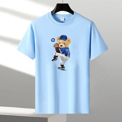Pure Cotton Short-sleeved T-shirt Men's Loose Round Neck Summer Thin Top Clothes Loose Casual plus size Fatty Base Shirt