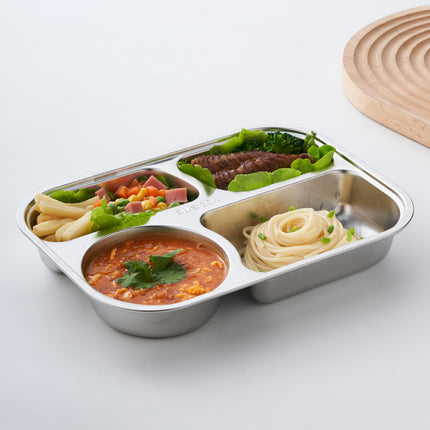 Hongjun Da 304 Stainless Steel Dinner Plate with Cartoon Patterns, Children's Dinner Plate, Kindergarten Divided Plate, Baby Food Plate