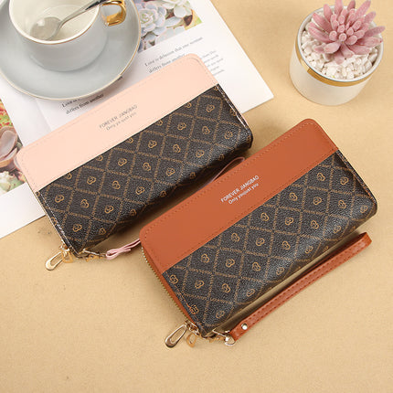 Cross-border generation new fashion women's double-layer long multi-card multi-functional hand-held mobile phone bag large-capacity wallet