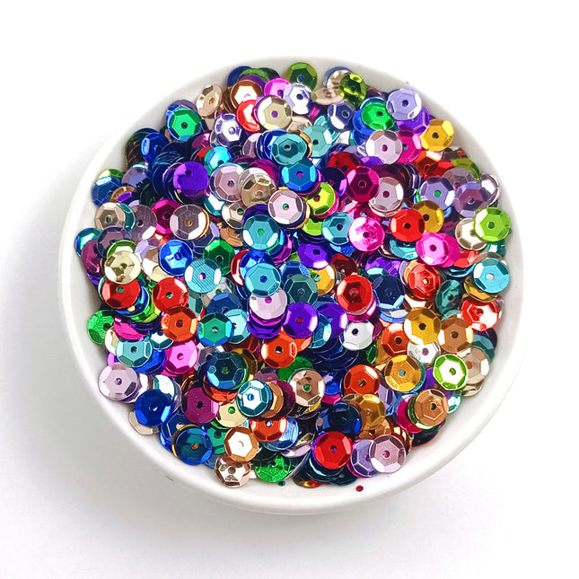 6MM round curved surface hole PVC sequins jewelry accessories concave and convex surface wholesale flat bottom hexagonal sewing clothing beads