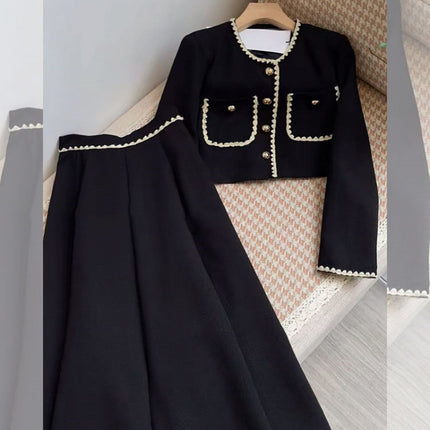 Plus Size Women's Autumn Suit Women's 2025 New Elegant Small Fragrance Jacket Slimming Look Versatile Skirt Two-Piece Set
