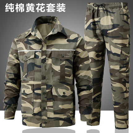 Reflective Strip Work Clothes Men's Long-Sleeved Suit Spring and Autumn Thin Wear-Resistant Work Clothing for Welders in Auto Repair Factory