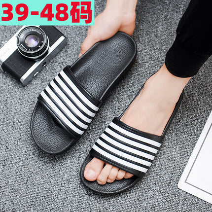 Extras Size Slippers Men's Summer Breathable Non-Slip Deodorant Wear-Resistant Striped All-Match 46 Indoor 47 Slippers 48 Size