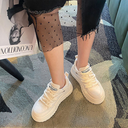 Genuine Leather White Sneakers for Women 2025 Spring and Autumn Versatile Thick-Soled Height-Increasing Casual Sports Sneakers Trendy Comfortable Versatile