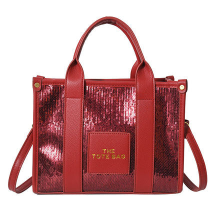 Cross-Border 2025 New Bags Korean Style Fashionable Simple Sequin Bags Tote Bag Shoulder Crossbody Handbag
