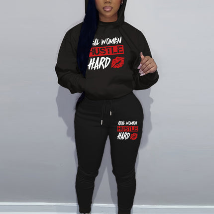 Fashion Joker Fall/Winter Sweat Pants Two-Piece Set Letter Print