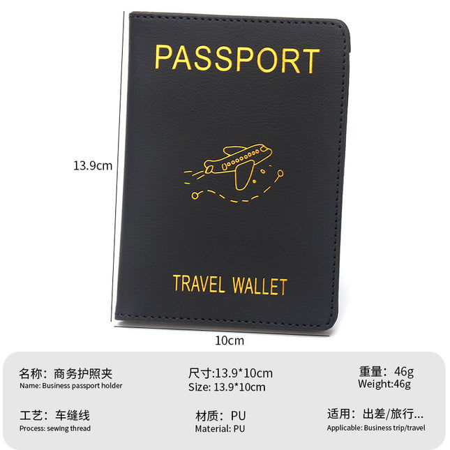 Rfid Anti-Magnetic Airplane Passport Holder Leather Luggage Tag Set Hidden Luggage Identification Card Holder Cross-Border In-Stock