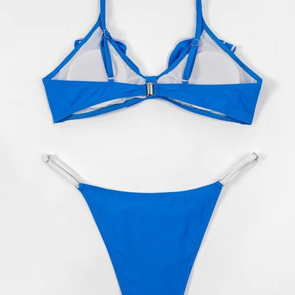 Billion Swimming Fashion Sexy Ruffled Solid Color Swimsuit Swimsuit Split Women's Bikini suit European and American Bikini