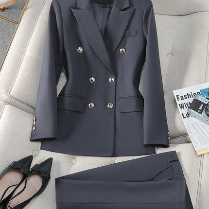 Formal Women's Suit Pants Set Autumn Winter New Fashion Apricot