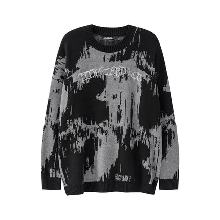TIDE CARD LOG | High Street dark embroidered letter sweater sweater couple's loose fashion brand long sleeve