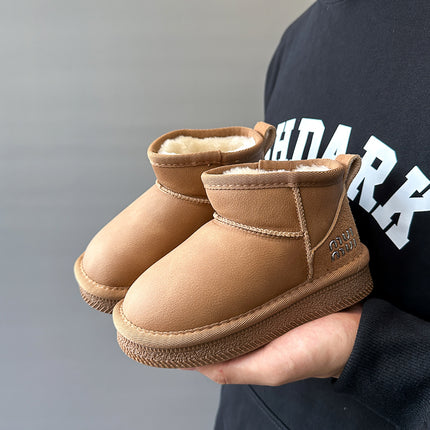 Children's Snow Boots 2025 Winter New Style Girls' Fleece-Lined Short Boots Boys' Thickened Cotton Boots Warm Waterproof Baby Shoes