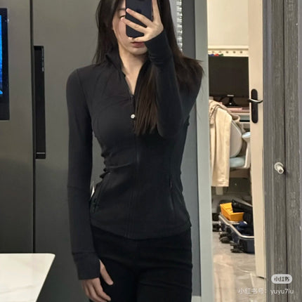 LULU Original Standard DF Yoga Suit suit Women's Top Long Sleeve Jacket Slim-fit Elastic Quick-drying Cropped Pants Fitness Running