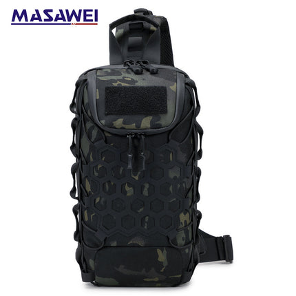 Men's Tactical Chest Bag, Crossbody Bag, Functional Outdoor Travel Lightweight Camouflage Shoulder Bag, Multi-Functional Lure Backpack