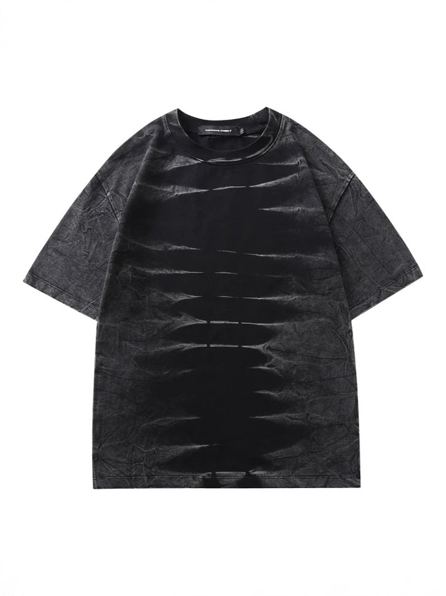 European and American Washed Spray Monkey Gradual Craft Heavy Loose Short-sleeved Unisex T-shirt Top