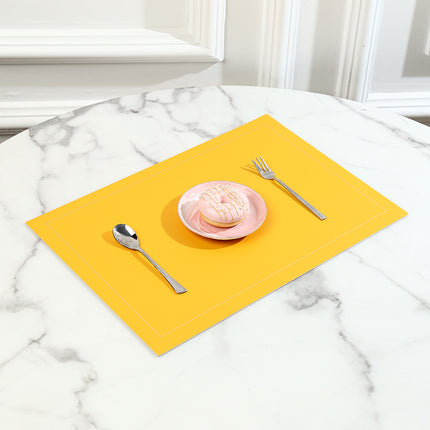 Scandinavian Style Gold Edge Rectangular Leather Placemat Double-Sided Two-Color Leather Placemat Waterproof and Oil-Proof Insulated Table Mat
