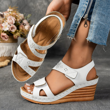 Women's Wedge Sandals Women's Plus Size 2025 New Plaid Wedge Thick Sole Magic Easiest for Match Women's Sandals