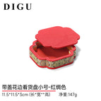 Lace check-out plate with cover - red silk color