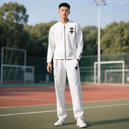 European Men's Casual Sports Suit with Little Bee Embroidery Autumn Sweatshirt Sports Suit