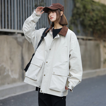 Spring and Summer Fashion Men's and Women's Warm Windproof Waterproof Casual Collar Collar Jacket