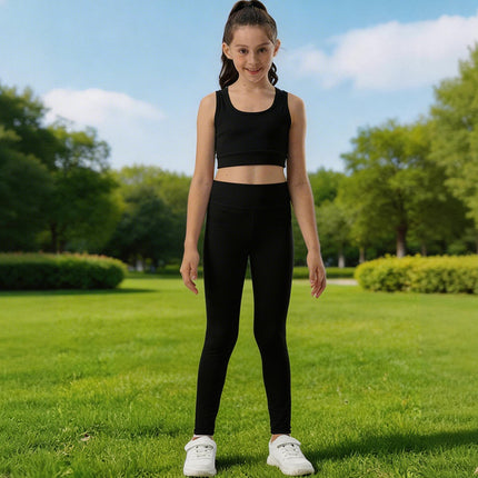 Cross-border Foreign Trade Children's Quick-drying Clothes Suit Sports Fitness Training Running High Elastic Skin-friendly Breathable Yoga Clothing for Girls