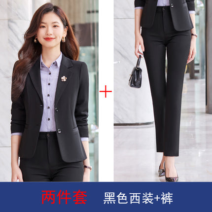Suit suit women's work clothes professional temperament College student formal wear plus size interview spring and autumn suit front desk work clothes