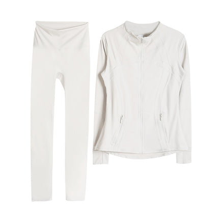 LULU Original Standard DF Yoga Suit suit Women's Top Long Sleeve Jacket Slim-fit Elastic Quick-drying Cropped Pants Fitness Running