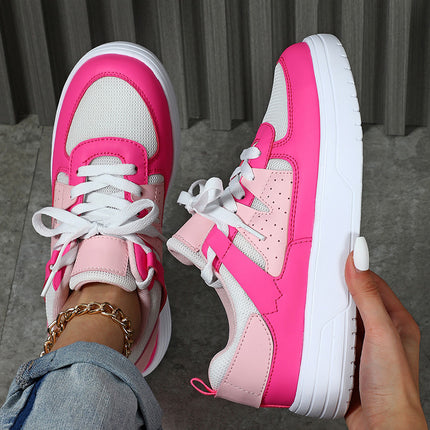 Korean Style Trendy Four-Season Thick-Soled Skateboard Shoes, Mesh Breathable Casual Shoes, Lace-Up Fashionable Women's Shoes, Outdoor Couple Trendy Shoes