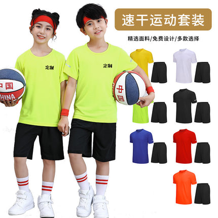 Quick-Drying Breathable Summer Training Class Sports Meeting Kidsren's Primary School Class Uniform Football Training Camp Sports T-Shirt Custom Set