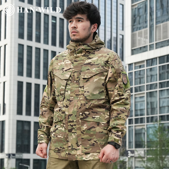 Hanye Outdoor Tactical Windbreaker Mid-Length M65 Jacket Spy Shadow Men's Waterproof Autumn and Winter Jacket