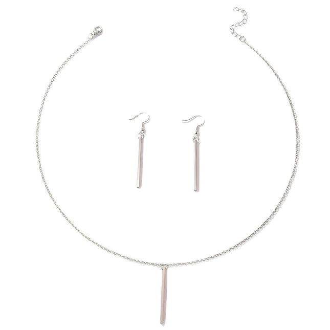 European and American Cross-border Simple High-end Rectangular Pendant Necklace Earrings suit Combination Fashion Light Luxury Women's Jewelry