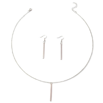 European and American Cross-border Simple High-end Rectangular Pendant Necklace Earrings suit Combination Fashion Light Luxury Women's Jewelry