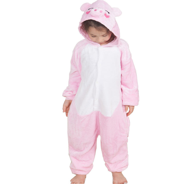 Autumn and Winter Flannel Children's Parent-Child Cartoon One-Piece Pajamas, Tigger Thickened Fabric Toilet Version