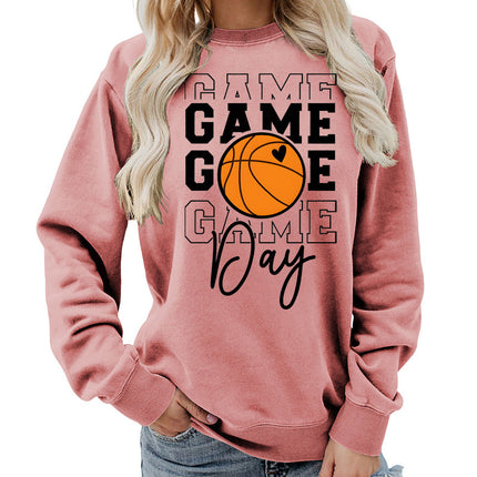 Game day printed round neck women's top vests foreign trade supply autumn and winter coat casual loose European size cross-border