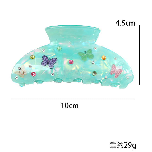 Baoguang spring and summer jewelry butterfly printing super fairy with diamond clip acrylic hair accessories girl simple hair clip