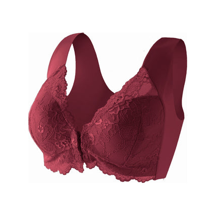 Cross-Border Popular Xiyintu Wood Push-Up Front Buckle Fixed Cup Lace Vest Bra Anti-Sagging Nursing Bra