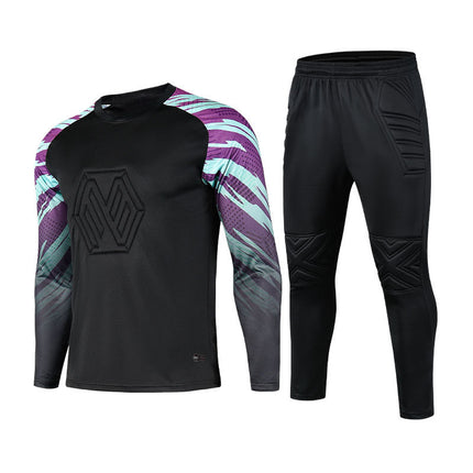 Football Goalkeeper Goalkeeper Uniform Suit Customized Men's Long-Sleeved Sponge Protective Jersey Gate Training Game Uniform Xunling