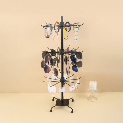 3-Layer Stall Rotating Rack Necklace Hanging Bead String Socks Hat Jewelry Rack Store Door Hanging Rack Display Rack