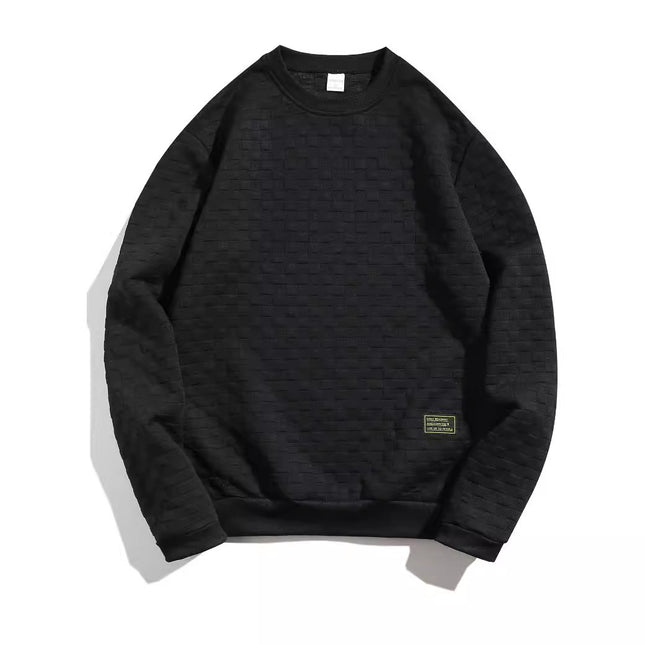 Men's Sweatshirt 2025 Cross-Border Amazon Autumn and Winter New Heavy Plaid Loose Casual Pullover Round Neck Top