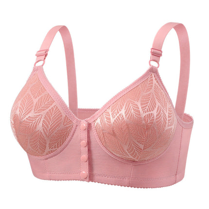 Cross-Border Large Size Middle-Aged Mother's Front Button Bra Push-Up Breathable and Comfortable Breast-Retracting Bra Without Rims