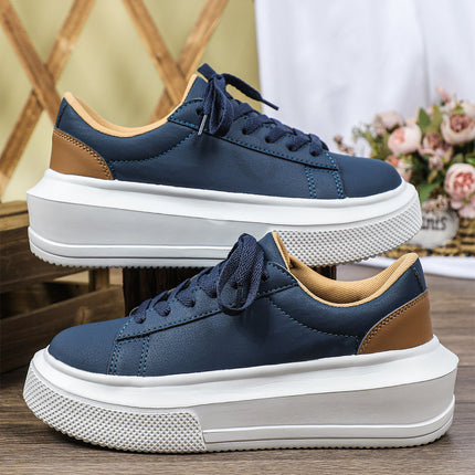 Trendy Casual Sports White Shoes Fashionable All-Match Couple's Trendy Shoes Platform-Sole Wear-Resistant Bread Shoes Lace-Up Comfortable School Shoes